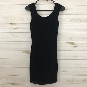 Zara TRF Black Stretch Lace V-back Lining Sleeveless Mini Dress, Medium
